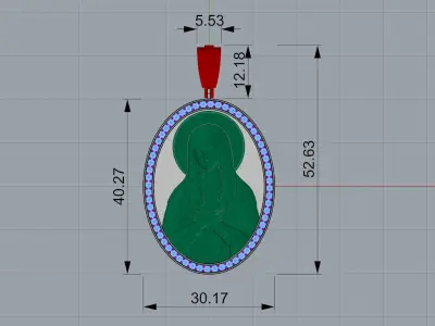 Pendant 3D print model gold with jesus 3D print model