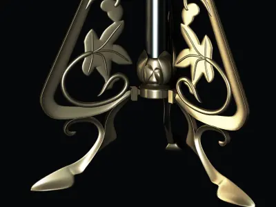 Ornate bistro table with decorative bronze base 3D model