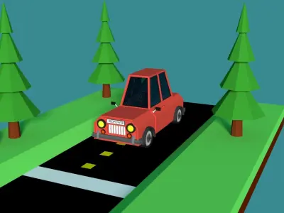 Cartoon Car Low-poly 3D model