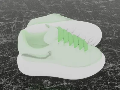 ALEXANDER MCQUEEN 3D SHOES - GREEN GLITTER Low-poly 3D model