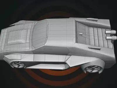 Rigged Retro-Futuristic Car Yellow Viper 3D model