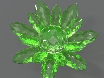 Glass Flower Showpiece Green Low-poly 3D model