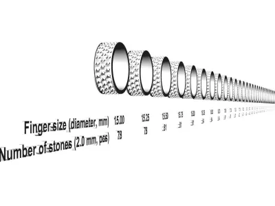 Eternity diamond ring 3 rows 3D print model