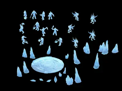 Stone Glacier Ancient Area - Magic Army Ice Sculpture 01 3D model