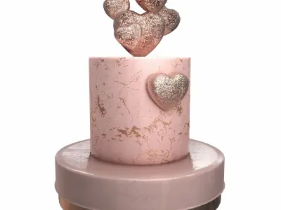 Cake with Hearts decor 3D model
