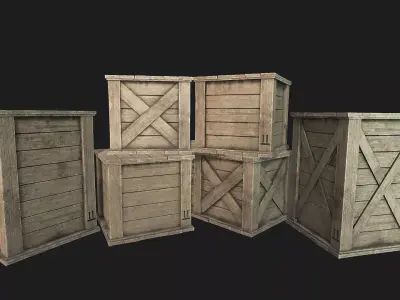 Wooden Crates PBR 01 Low-poly 3D model