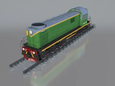 A complete set of railway cars plus two diesel locomotives 3D model