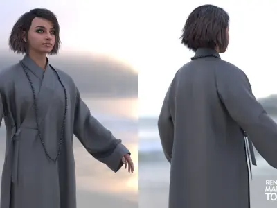 Woman in Martial Suit 4 - Modular - Rigged Low-poly 3D model