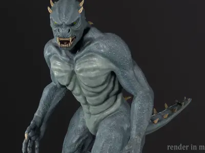 Lizard monster Low-poly 3D model