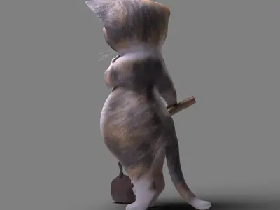 Mischievous kitten Low-poly 3D model