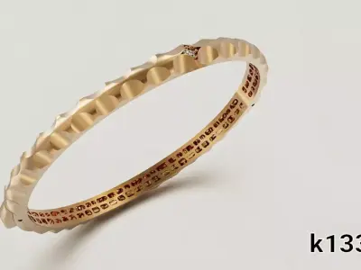 Beautiful bangle bracelet with crescent cut and a single gem 3D print model
