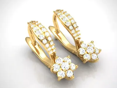 Earring E14 The luxury female earring with gems 3D print model
