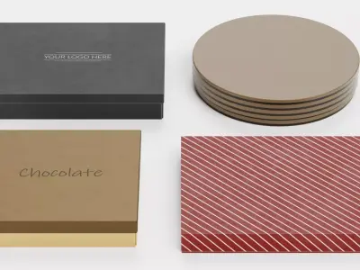 4 Chocolate Boxes Collection - Plain Unbranded Packaging Set 3D model