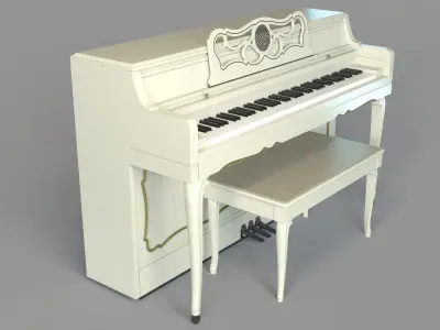 Art Nouveau White Piano 3D model