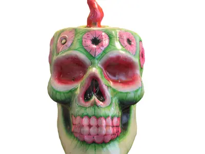 Cursed Melon Skull Candle 3D model
