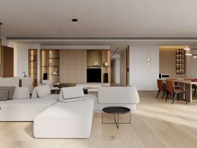 Modern living room dining room interior scenes 193 3D model