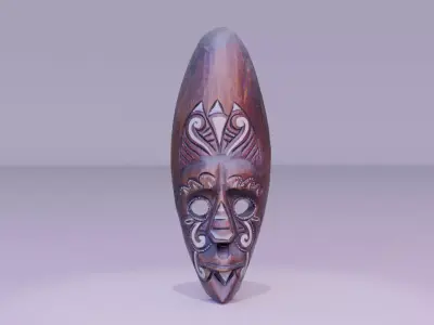Decorative African wall Mask 10 high-poly 3D model