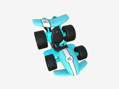 Cartoon Kart A08 Light Blue - Vehicle Racing Design Low-poly 3D model