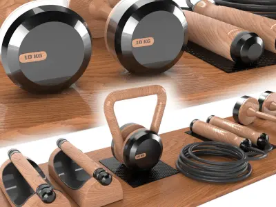 Pent Home Gym Equipment Fitness Low-poly 3D model