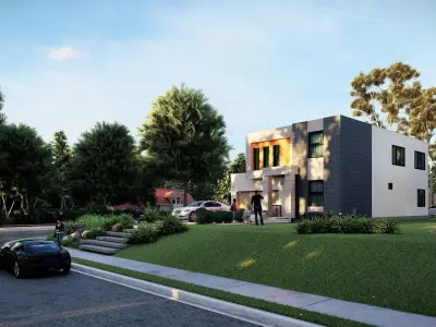 Four Bedrooms Modern House Model  3D model