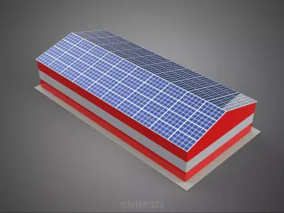 SOLAR POWER ROOF GARAGE FIRE STATION HOUSE HALL DEPARTMENT 5 BAY 3D model