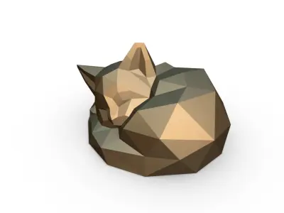 cat low poly polygonal fox 3D print model