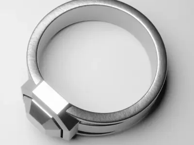 OctaCore Signet Ring - Modern Geometric Metal Jewelry 3D Model 3D print model