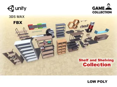 Shelf and Shelving Collection Low-poly 3D model