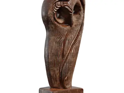 Wooden Owl Statue - Hand-Carved Animal Sculpture 3D model