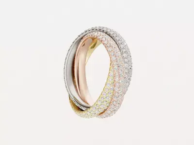 TRI - RING - CLASSIC WITH FULL DIAMONDS 3D print model