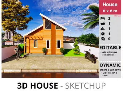 House 6x6m code 662 - Sketchup 3D model 3D model 3D model
