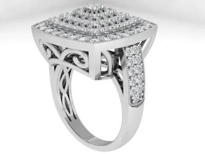 Luxury Diamond Square Ring 4722 3D print model