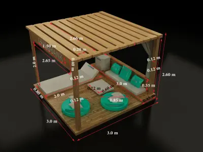 kiosk partition booth a145 3D model