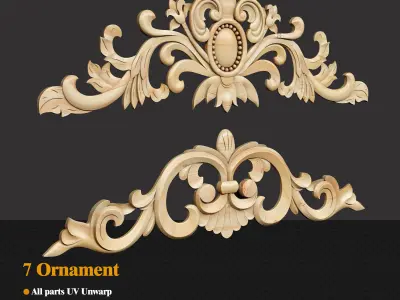 7 Decorative Collection wood carvings 3D model
