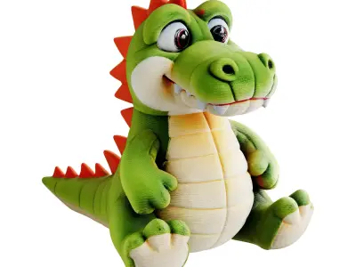 Cute Plush Alligator Toy 3D model