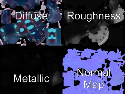 Spotted Tropical Lizard Model Pack for Rendering and Games Low-poly 3D model