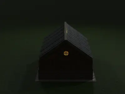 Game model of a two-story house Low-poly 3D model