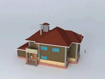 villa house with car Free 3D model