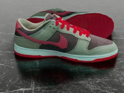 NIKE DUNK 3D SHOES - RED Low-poly 3D model