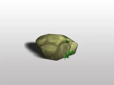 Rocks Low Poly rock with grass Low-poly 3D model