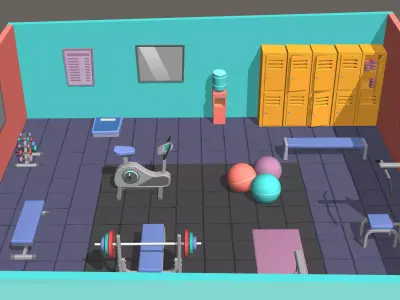 Hyper Casual Gym Low-poly 3D model