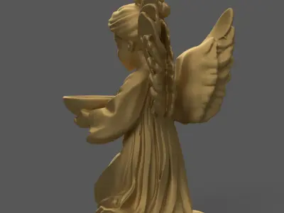 Angel with Bowl 3D STL Model for Decoration 3D print model