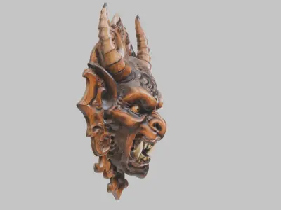 Detailed Oni Mask 3D Model Low-poly 3D model
