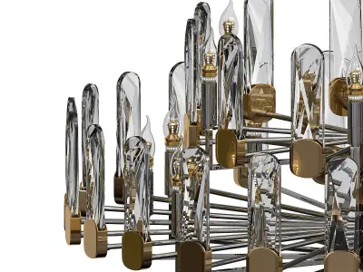 candela circular wall clock with metal rods 3D model