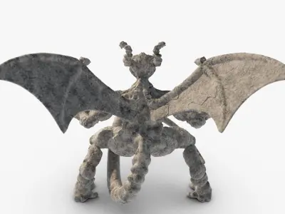 Gargoyl stone dragon Low-poly 3D model