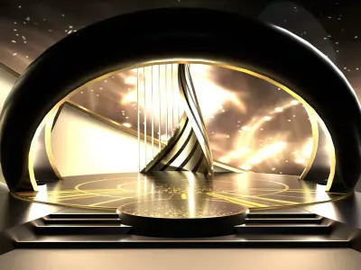 Oscar set futuristic stage with circular shape 3D model
