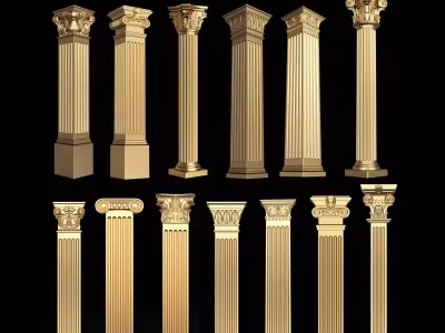 Column Capitals Collection Low-poly 3D model