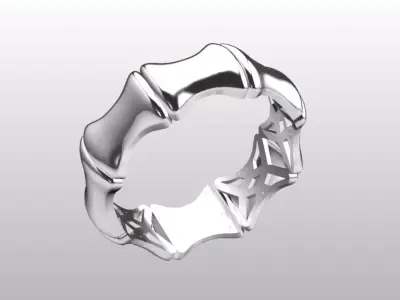 bamboo bone shaped ring 3D print model