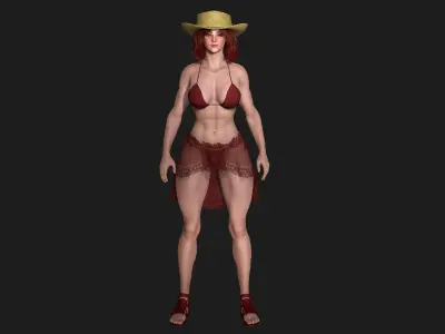 AAA 3D REALISTIC CHARACTER - MUSCULAR GIRL IN BIKINI Low-poly 3D model