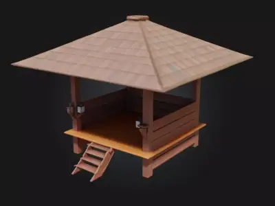 Wooden Pavilion Model  Tranquil Charm in Natural Design 3D model